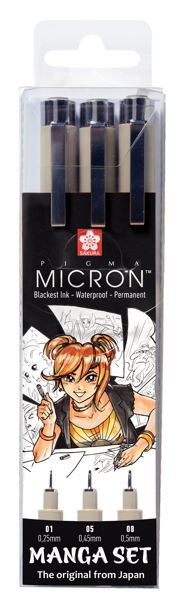 Sakura Unieke Manga-collectie van 3 Pigma Micron-pennen Zwart