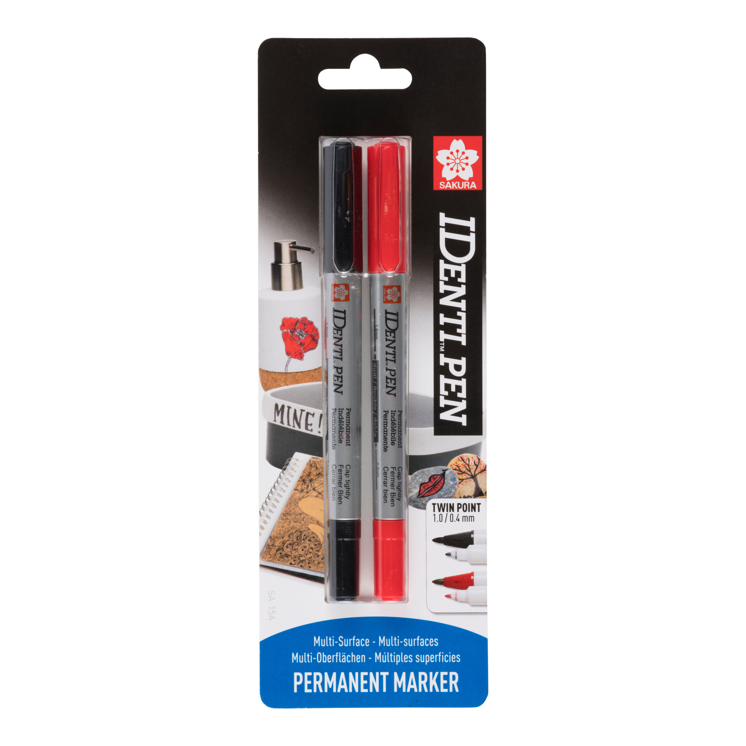 Sakura IDenti Pen Blisterverpakking Zwart Rood 2 Stuks