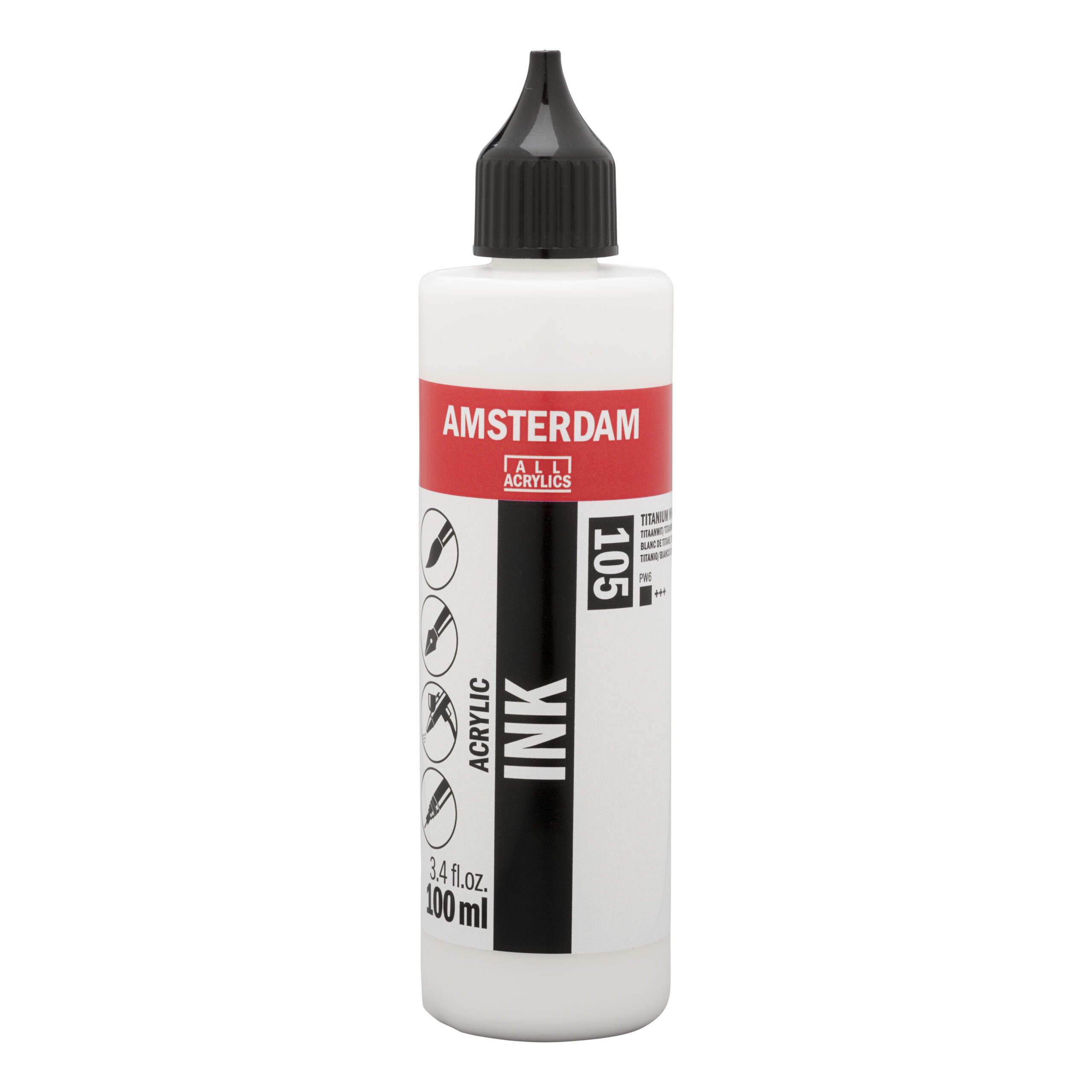 Amsterdam Acrylinkt Fles 100 ml Titaanwit 105