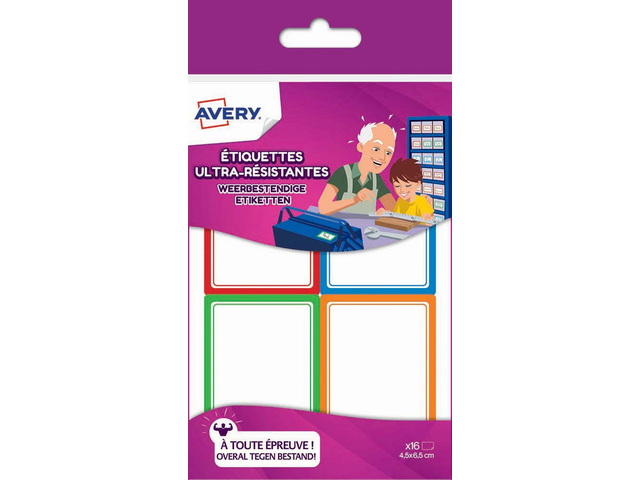 Vierkant etiket Avery 16stuks ultra sterk assorti Family