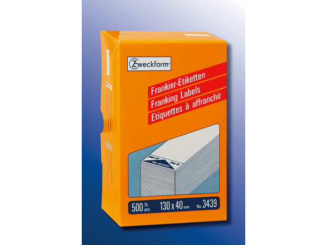 Frankeeretiket Zweckform wit 130x40mm 1 et. per vel 500 vel