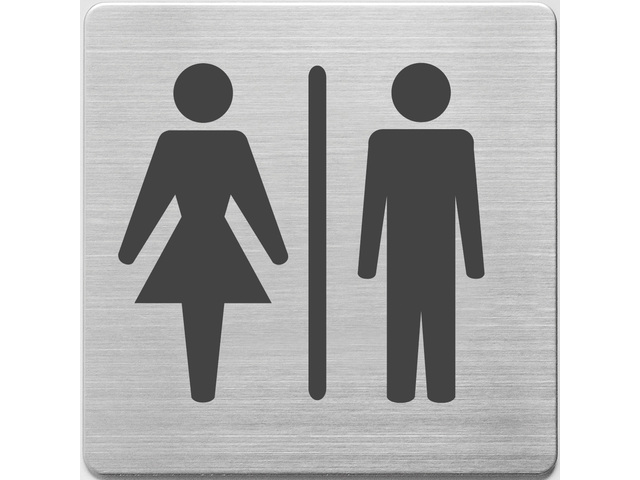 Pictogram Alco 90x90x1mm RVS - WC dames en heren -