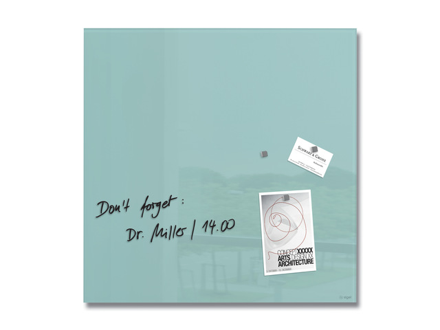 Glasmagneetbord Sigel aqua- marijn 480x480x15mm 3 magn