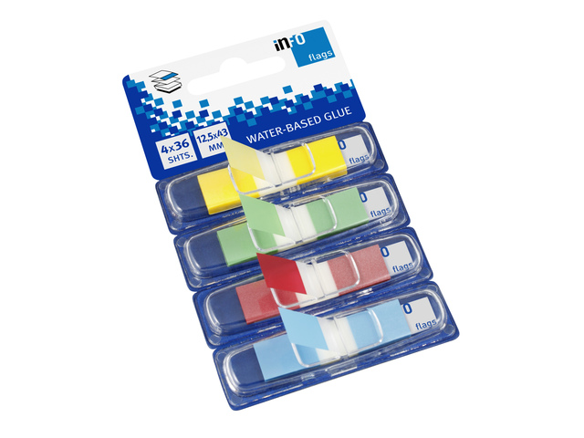 Info flags 12,5x43mm assorti blister à 4 kl.à 36st. - IN-7727-82