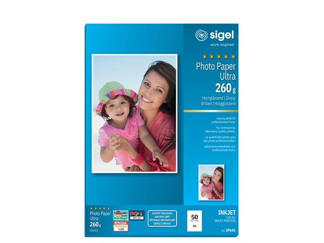 Inkjetfotopapier Sigel A4 Ultra 260grs superwit 50 vel