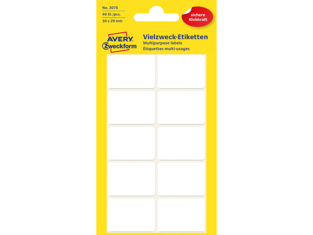 Etiket Zweckform 38x29mm wit blister a 40 etiketjes
