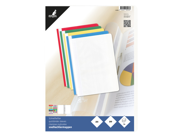 Snelhechtermap Kangaro A4 PP krimp a 5st. assorti