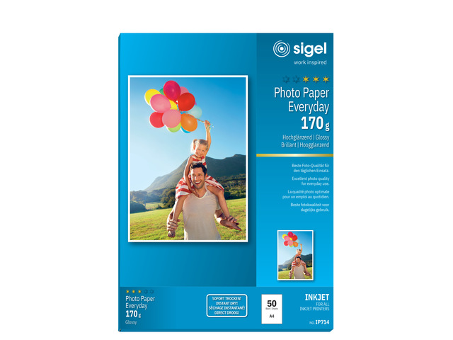 Inkjetfotopapier Sigel A4 Everyday+ 170grs wit 50 vel