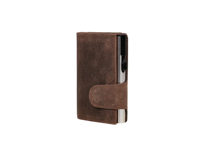 Pasjeshouder Clicksafe RFID Jachtleer BR/ZI 8 pasjes