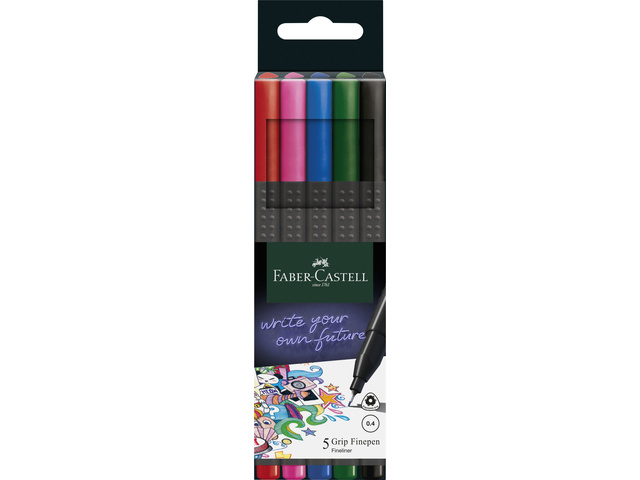Fineliner FC Grip 0,4mm etui 5st. Basic ass. (rood,