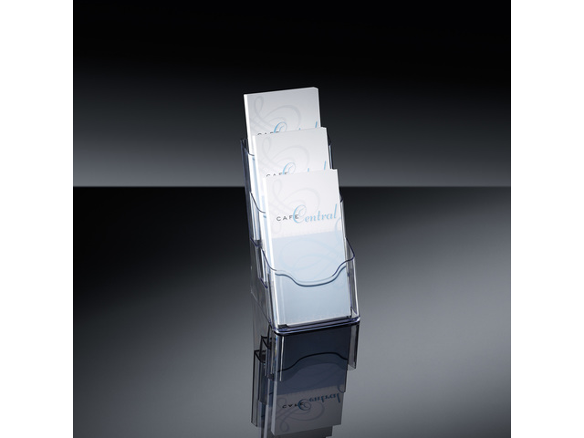 Folderhouder Sigel tafelmodel 3xDIN lang transp.acryl met 3
