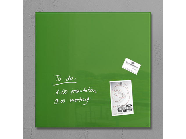 Glasmagneetbord Sigel groen 480x480x15mm 3 magneten