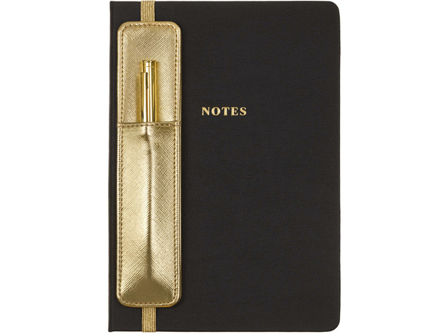 Notitieboek Eccolo met pen en houder Black lijn ca.15x20cm