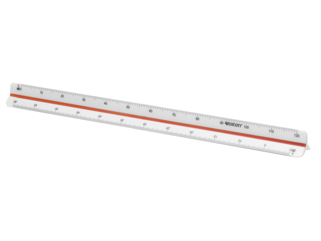 Schaalstok Westcott 30cm 1:100-200-250-300-400-500