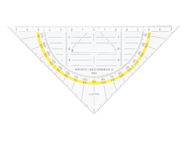 Geodriehoek Aristo 14cm met greep