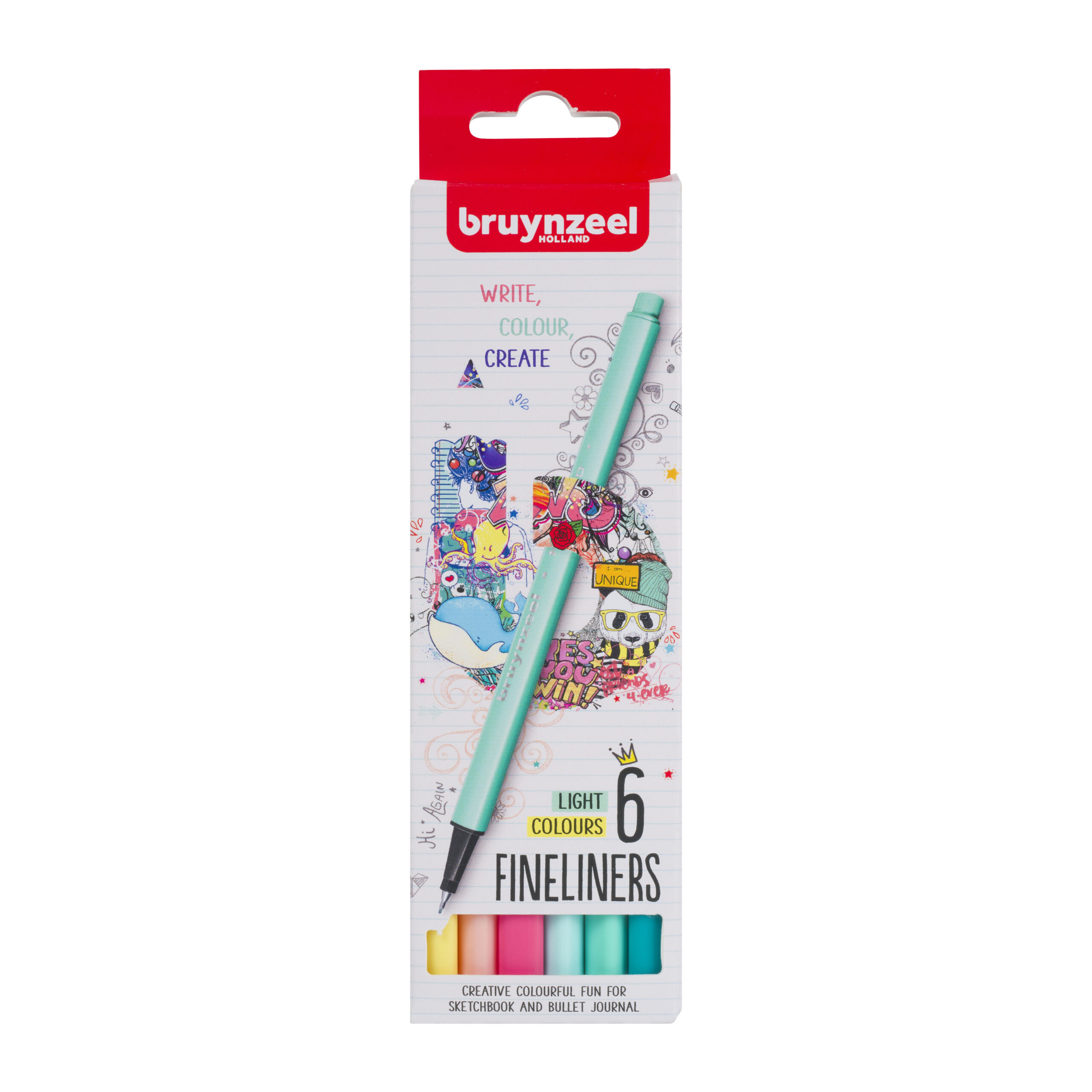 Bruynzeel Fineliner set licht 6 kleuren