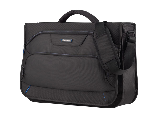Schoudertas Lightpak SOLAR zwart/blauw polyester 32x43x14