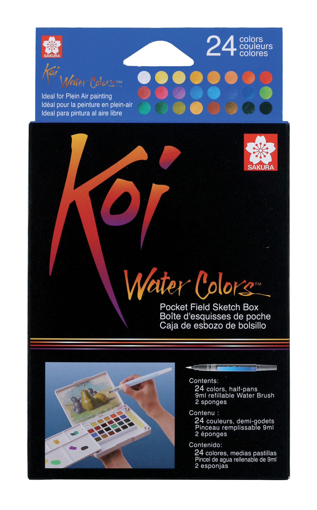 Sakura Koi Water Colors Pocket Field Sketch Box | 24 halve napjes