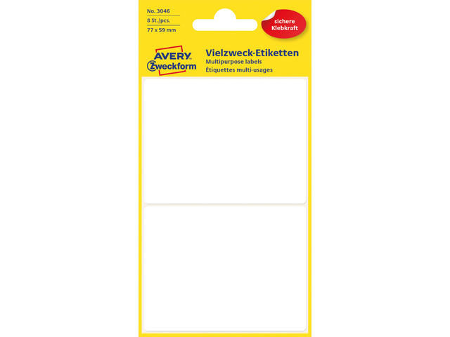Etiket Zweckform 77x59mm wit blister a 8 etiketjes