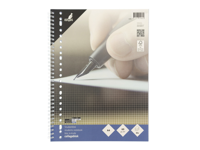 Collegeblok Kangaro A4 ruit 5mm 23r 60grs 80 blad