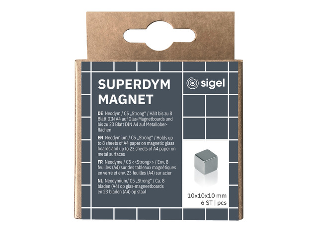 Magneten Sigel 10x10x10mm C5 sterk zilver set 6 stuks