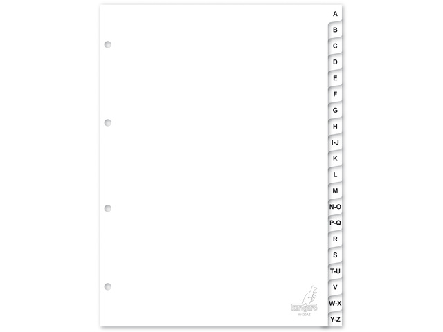 Tabblad Kangaro A4 letters PP 120 micron 4r. 20dlg wit