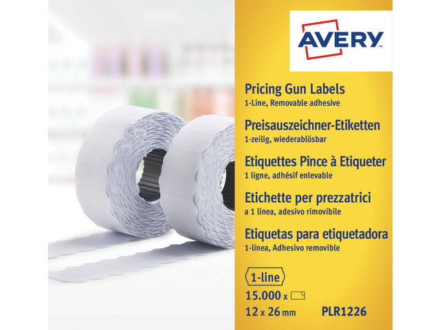 Prijstangetiketten Avery wit 10 rol in doos - AV-PLR1226