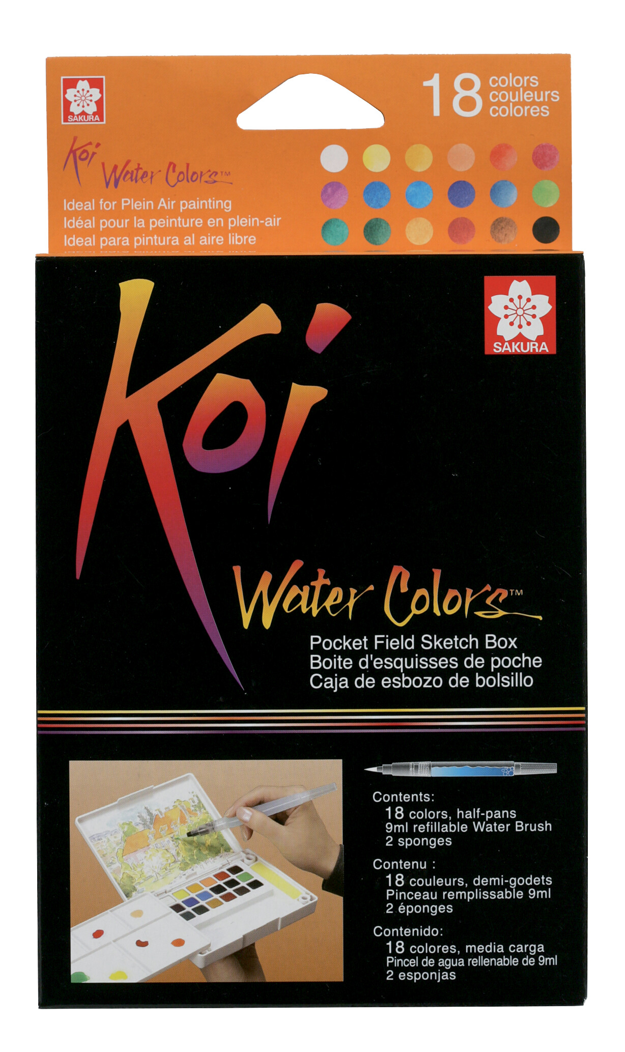 Sakura Koi Water Colors Pocket Field Sketch Box | 18 halve napjes