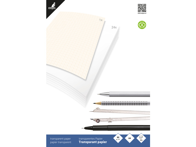 Transparant papier Kangaro A4 blok a 24 vel met 1 vel