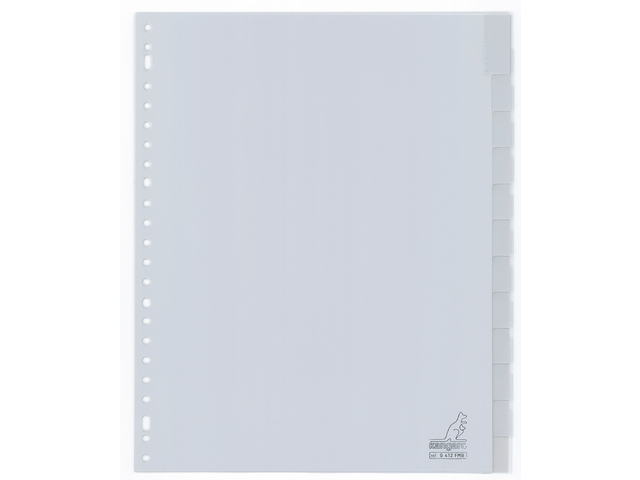 Tabblad Kangaro A4 venster PP 120 micron 23r. 12dlg grijs - G412FM-B