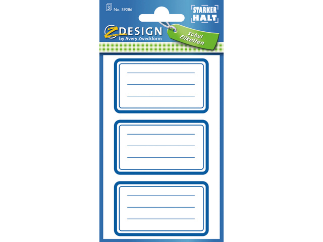Boeketiket Z-design School blauw met kader 3 vel