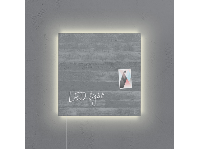 Glasmagneetbord Sigel beton design LED 480x480x15mm 3 magn