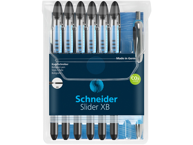 Balpen Schneider Slider Basic XB zwart 6st.+1x slider Rave