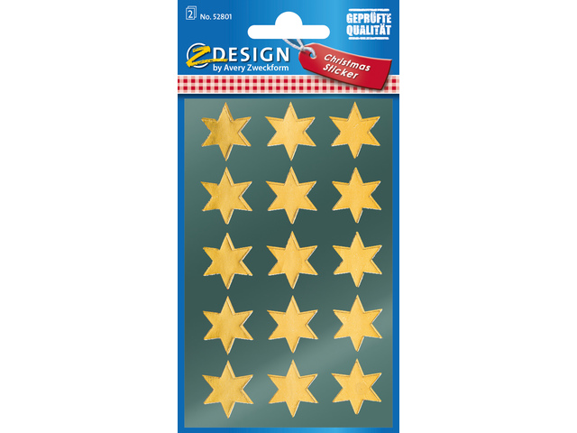 Etiket Z-design Christmas gouden sterren - 2 vel - AV-52801