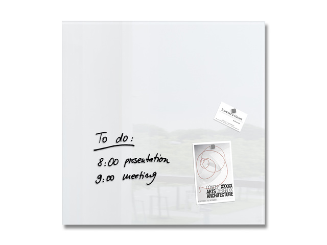Glasmagneetbord Sigel superwit 480x480x15mm 3 magneten + bev.