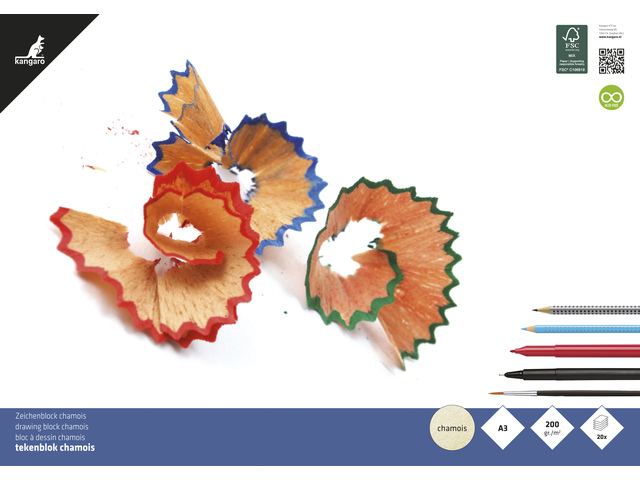 Tekenblok Kangaro A3 200 gram 20 vel chamois