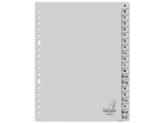 Tabblad Kangaro A5 letters PP 120 micron 17r. 20dlg grijs