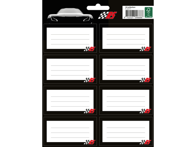 Boeketiket Race (RS) 7.5x5cm pak a 24 etiketten