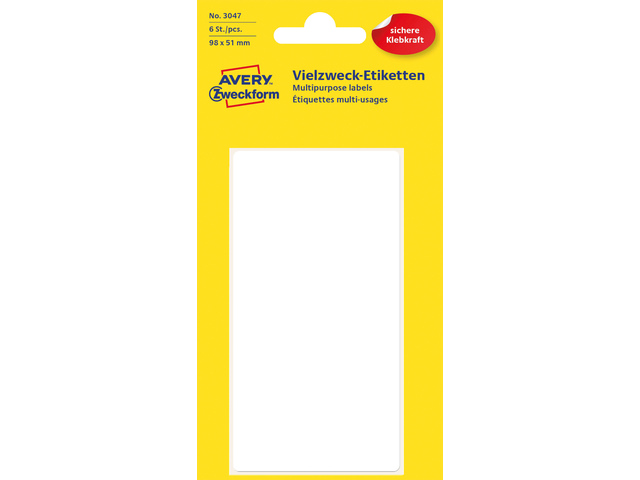 Etiket Zweckform 98x51mm wit blister a 6 etiketjes