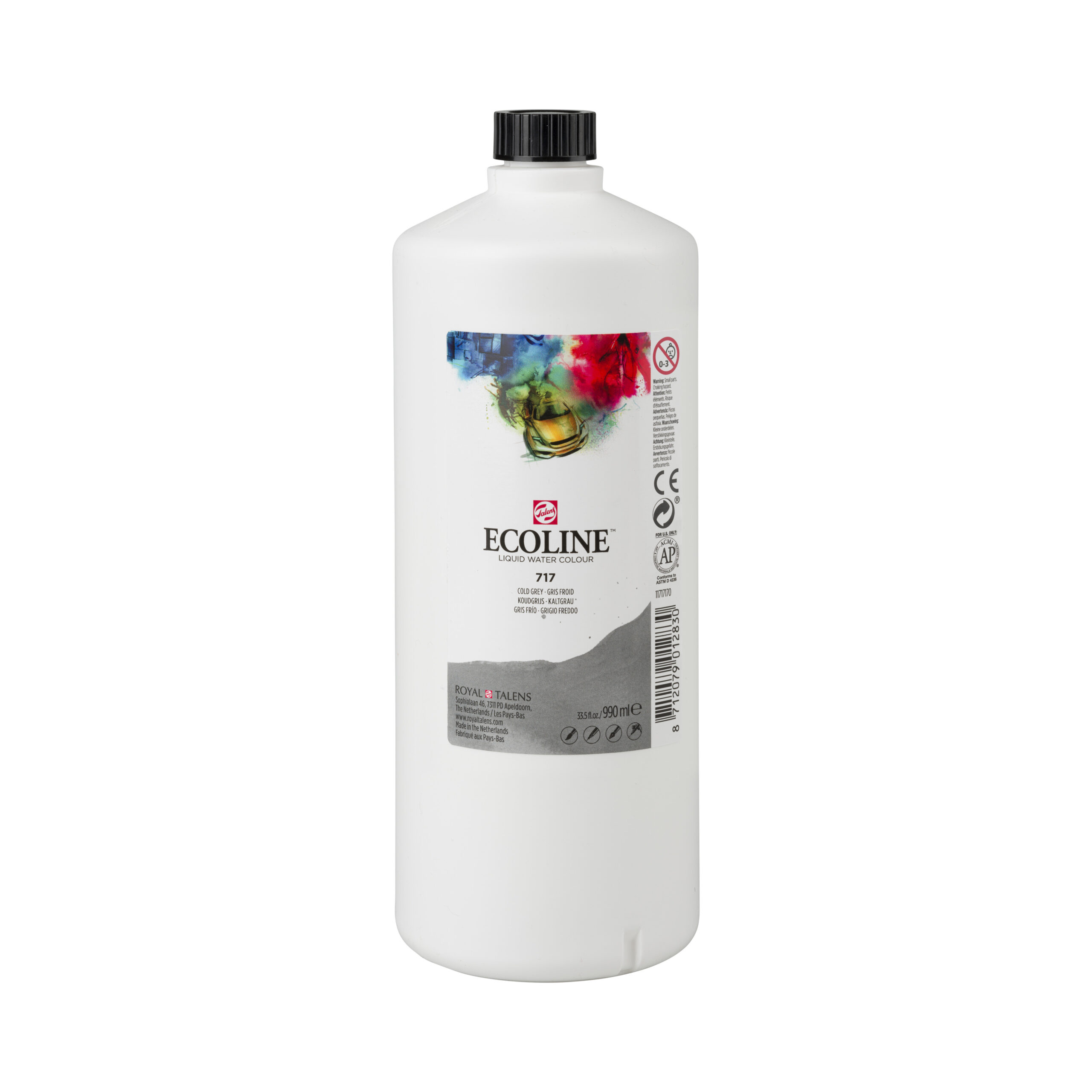 Ecoline Vloeibare Waterverf Fles 990 ml Koudgrijs 717