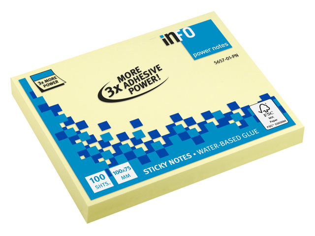 PowerNotes Info Notes 100x75mm geel blok a 100 vel