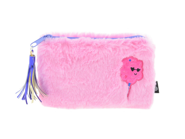 Etui Roze bont plat met pul ler 10 x 15 x 1 cm