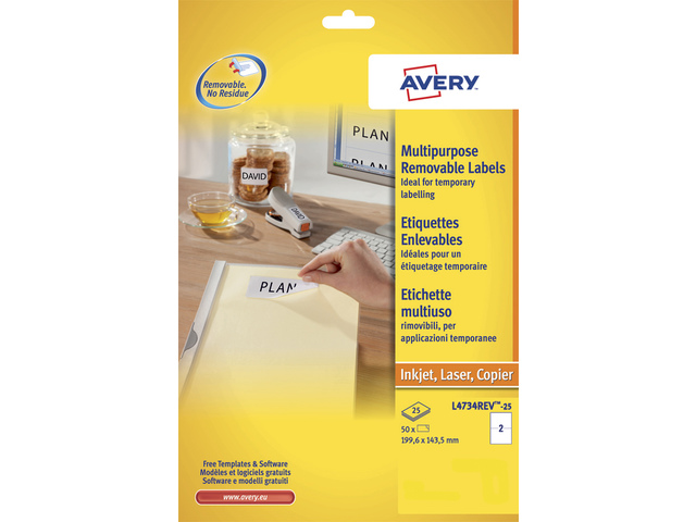 Etiket Avery ILK 199,6x143,5 wit NP doos 25 vel 2 et. per v