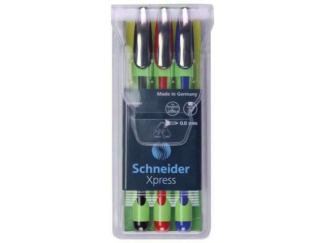 Fineliner Schneider Xpress etui met 1x zwart,rood,blauw