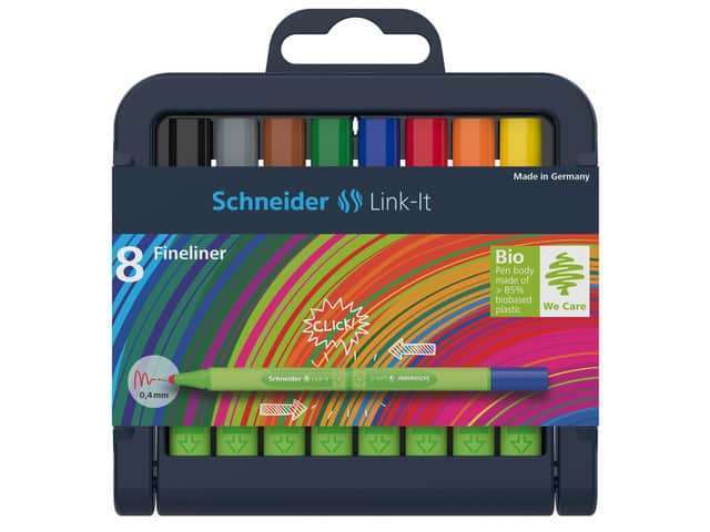 Fineliner Schneider Link-It verstelbare pencil case 8 stuk