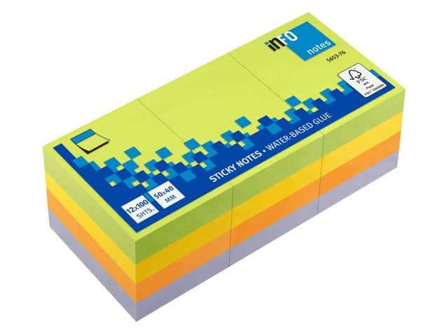 Spring Pak Info notes 50x40mm assorti spring pak 12 blok - Artools