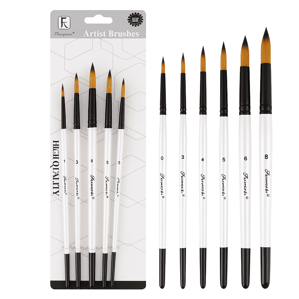 Kwastenset HB070 6st 19-21cm Zwart en wit mix soort