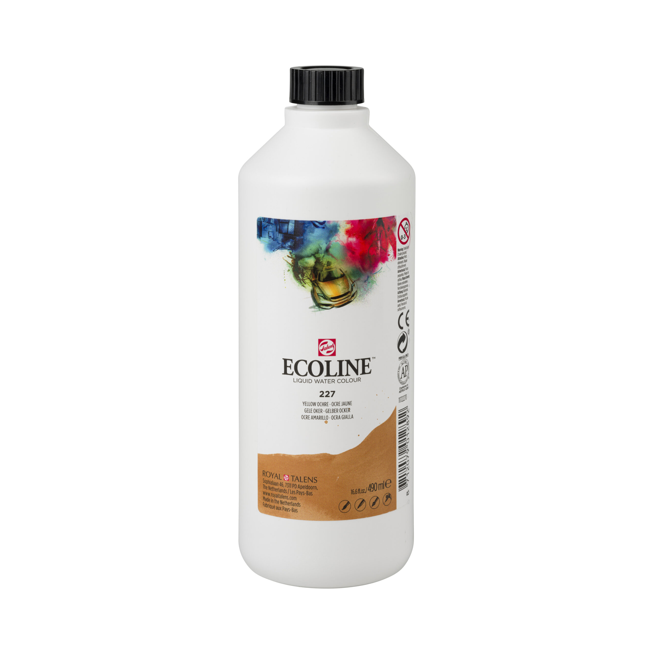Ecoline Vloeibare Waterverf Fles 490 ml Gele Oker 227