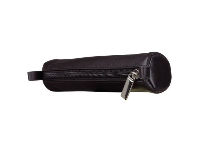 Etui Alassio nappa leer zwart zilverkleurige puller 19 x 3,5