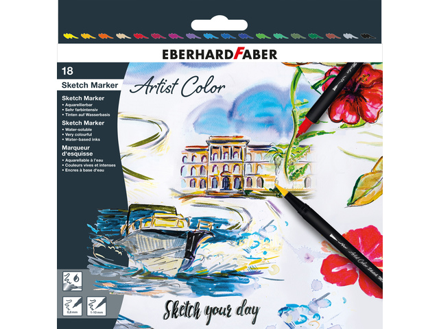 Sketch marker EFA 18 stuks assorti kleuren